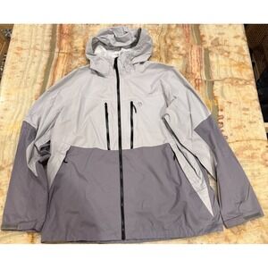 Mountain Hardwear Mens Hooded Rain Jacket Gray Waterproof Hiking Outdoor 2XL